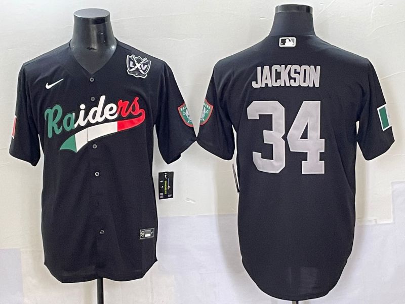 Men 2025 Oakland Raiders #34 Jackson Black Joint Name Nike Limited NFL Jersey style 67->los angeles dodgers->MLB Jersey
